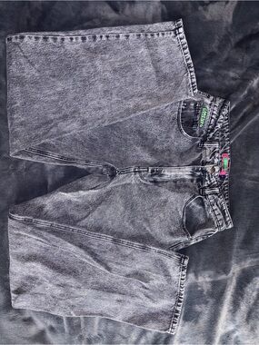 Zumiez Pink and Green Graphic Label Jeans